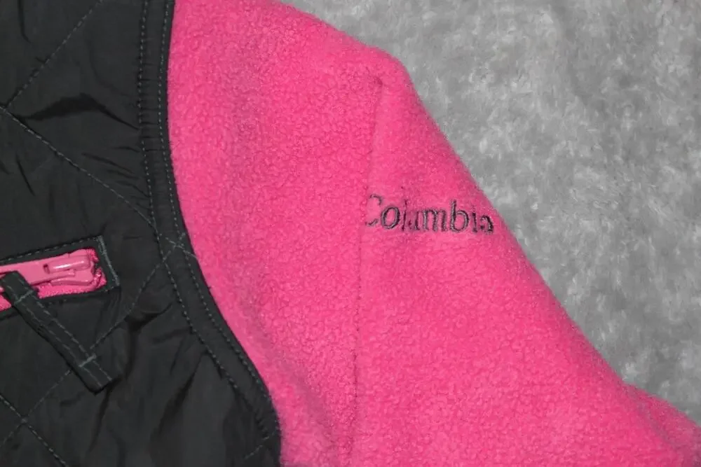 Columbia Jacket Unisex Kids 14-16 Pink Quilted Fleece Full Zip Pockets
